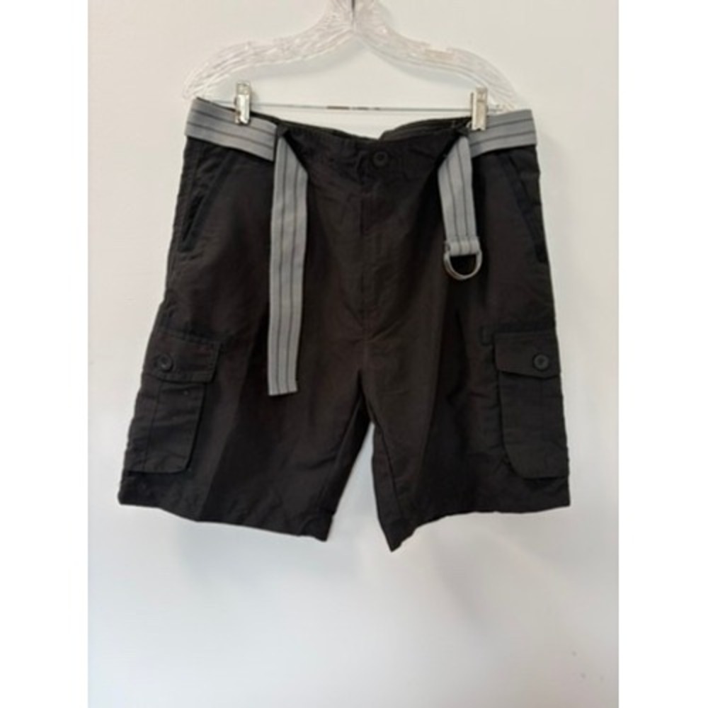Burnside Explorer Mens Black Cargo Shorts with Belt Size 34 Utility Outdoor